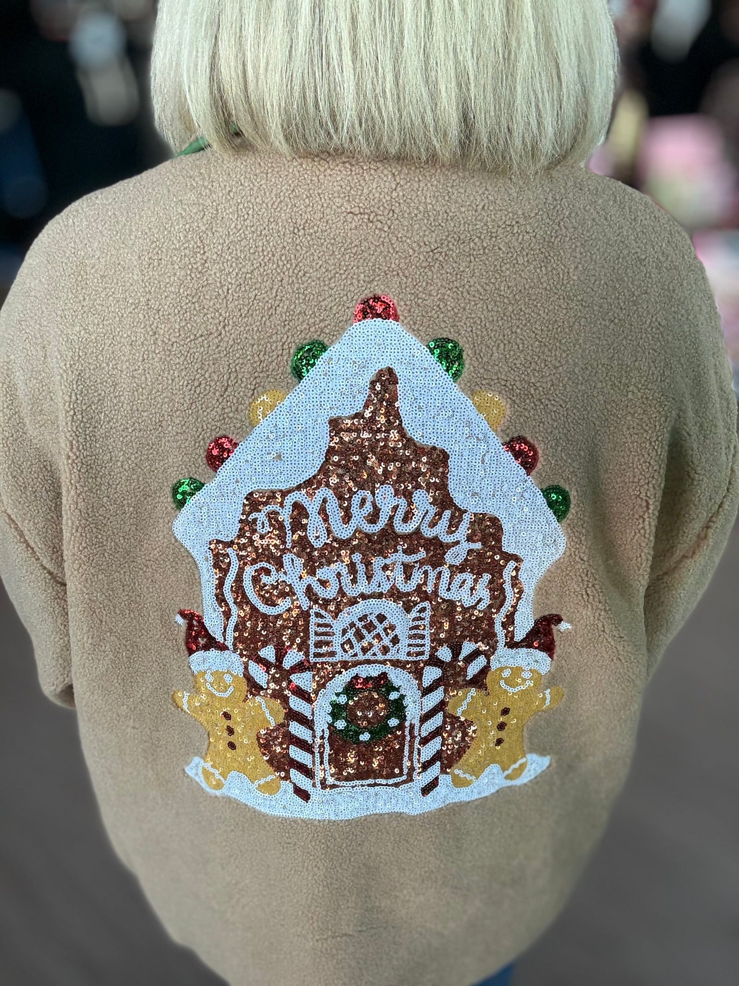 Merry Christmas Gingerbread Sequin Jacket