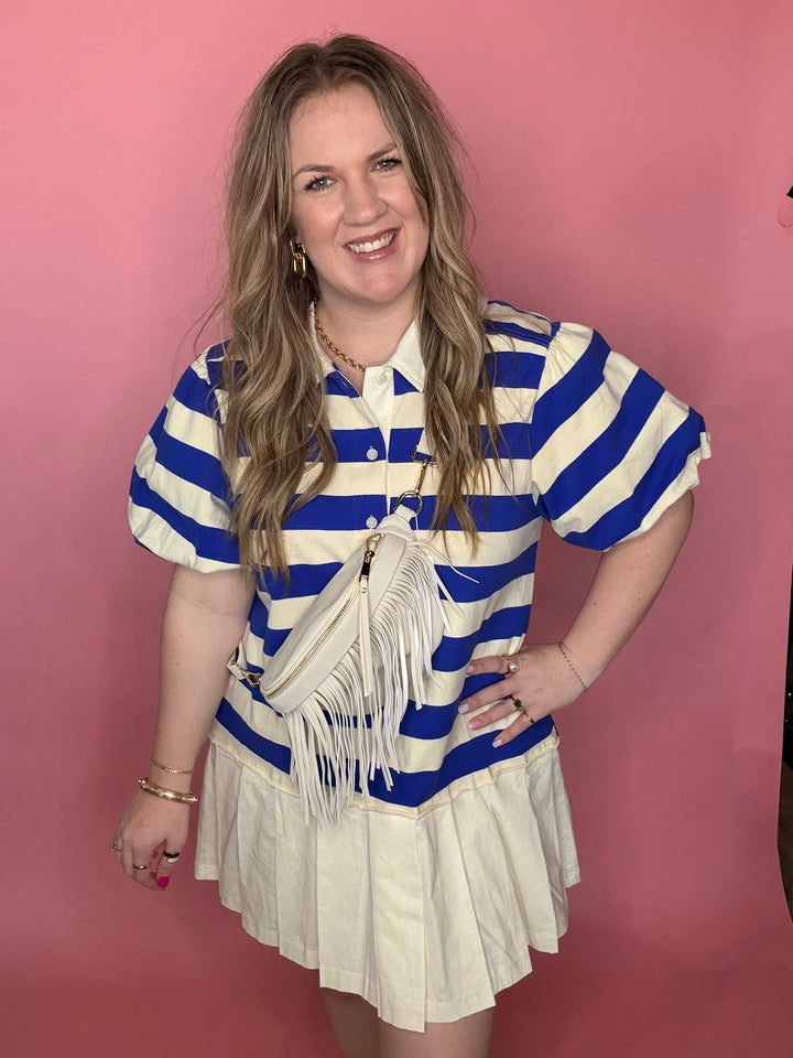 Blue Rugby Stripe Dress