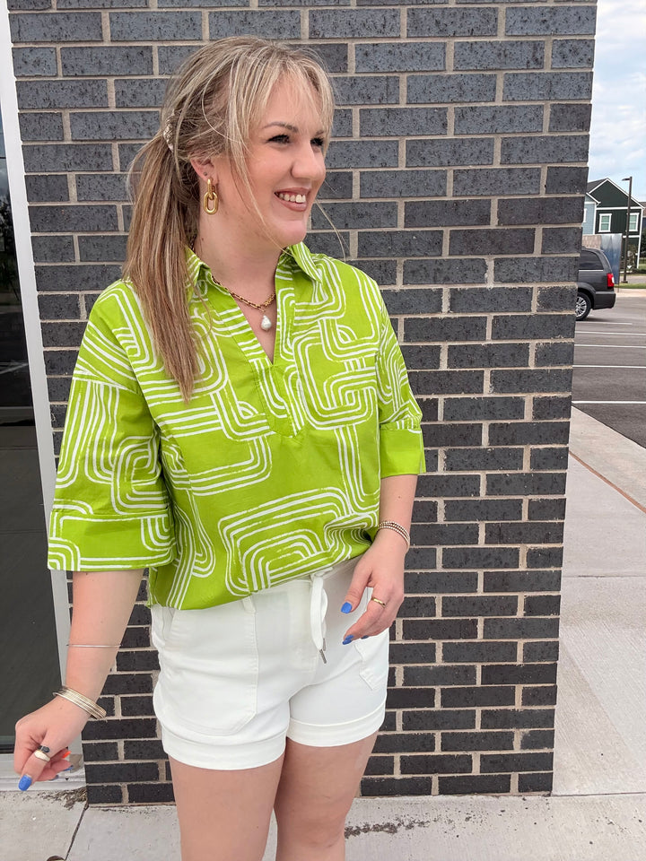 Chartreuse Linked Blouse