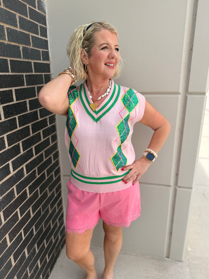 Argyle Sequin Vest