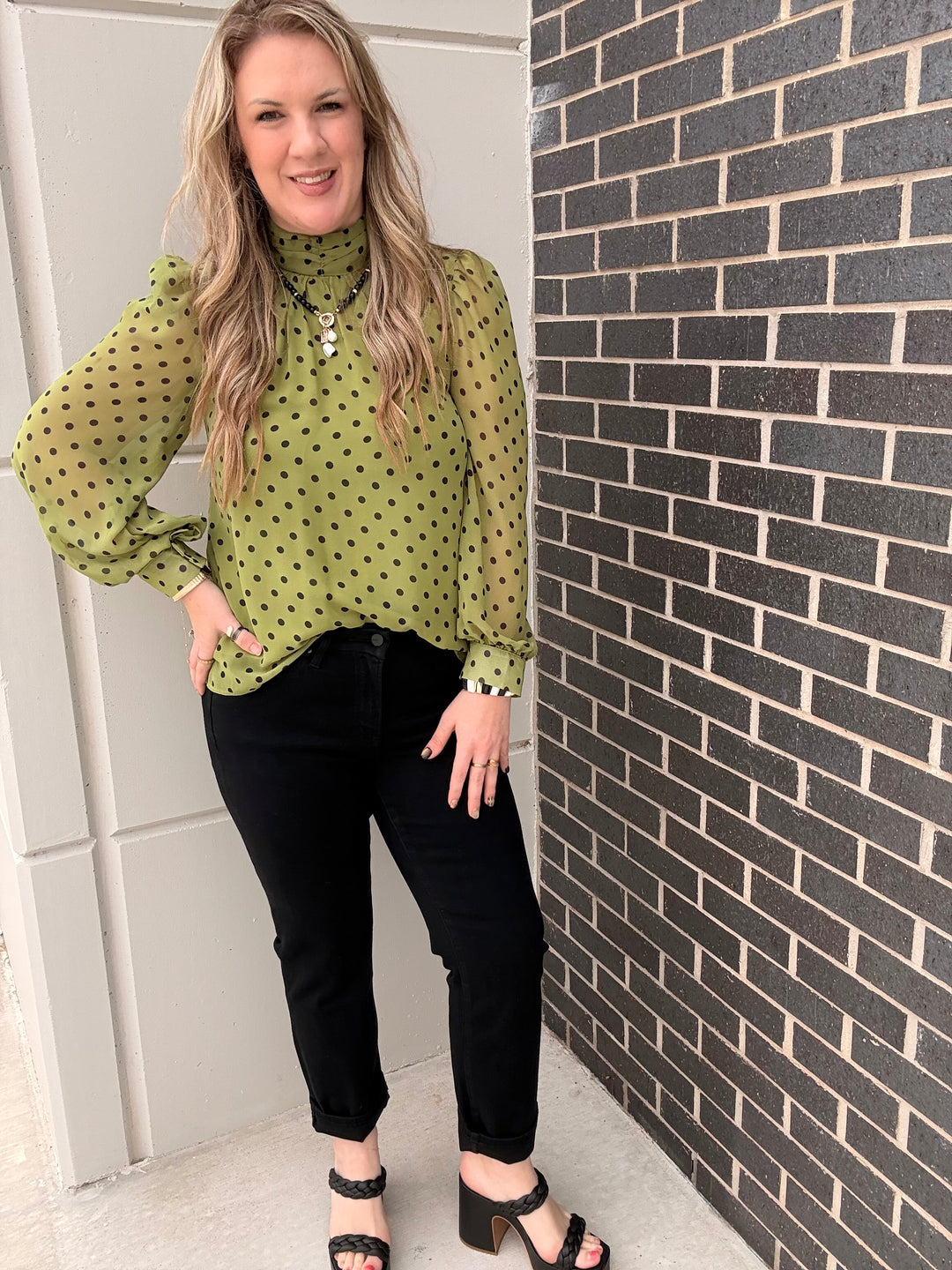 Olive You In Dots Blouse