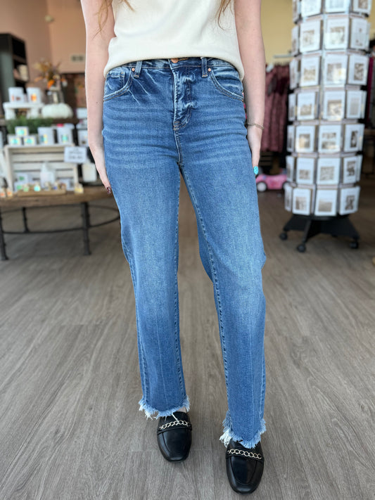 High Rise Ankle Straight Risen Jeans