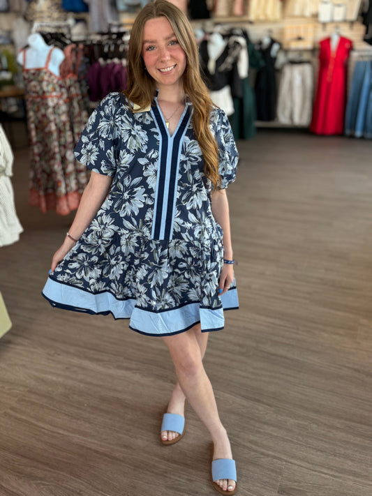 Navy Flower Dress