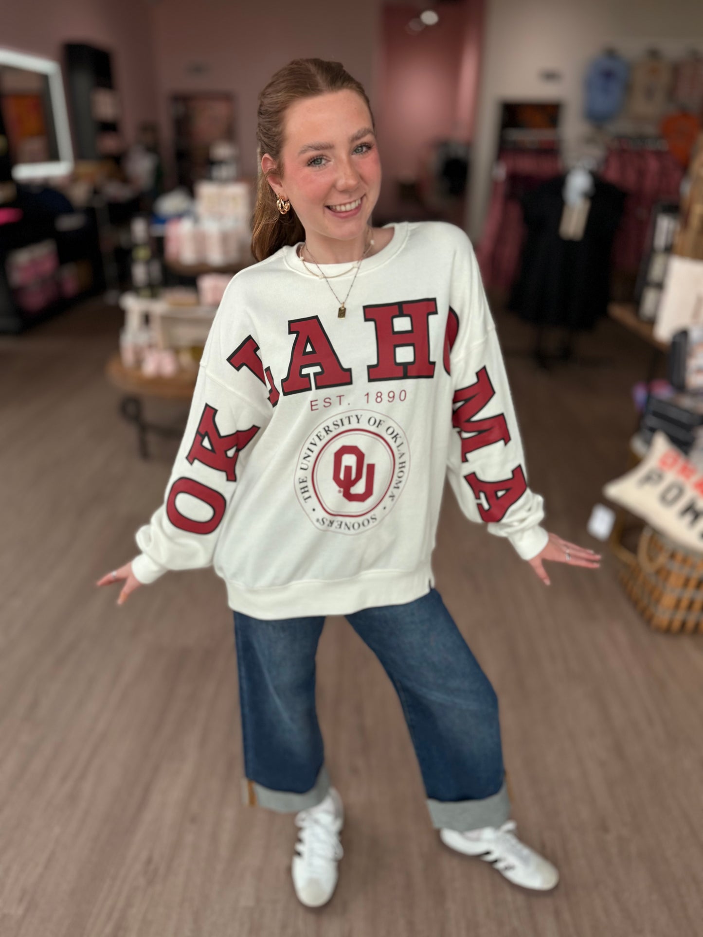 Oklahoma across Sleeve Sweatshirt