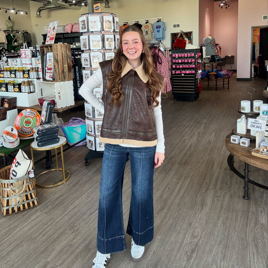 Leather & Sherpa Vest