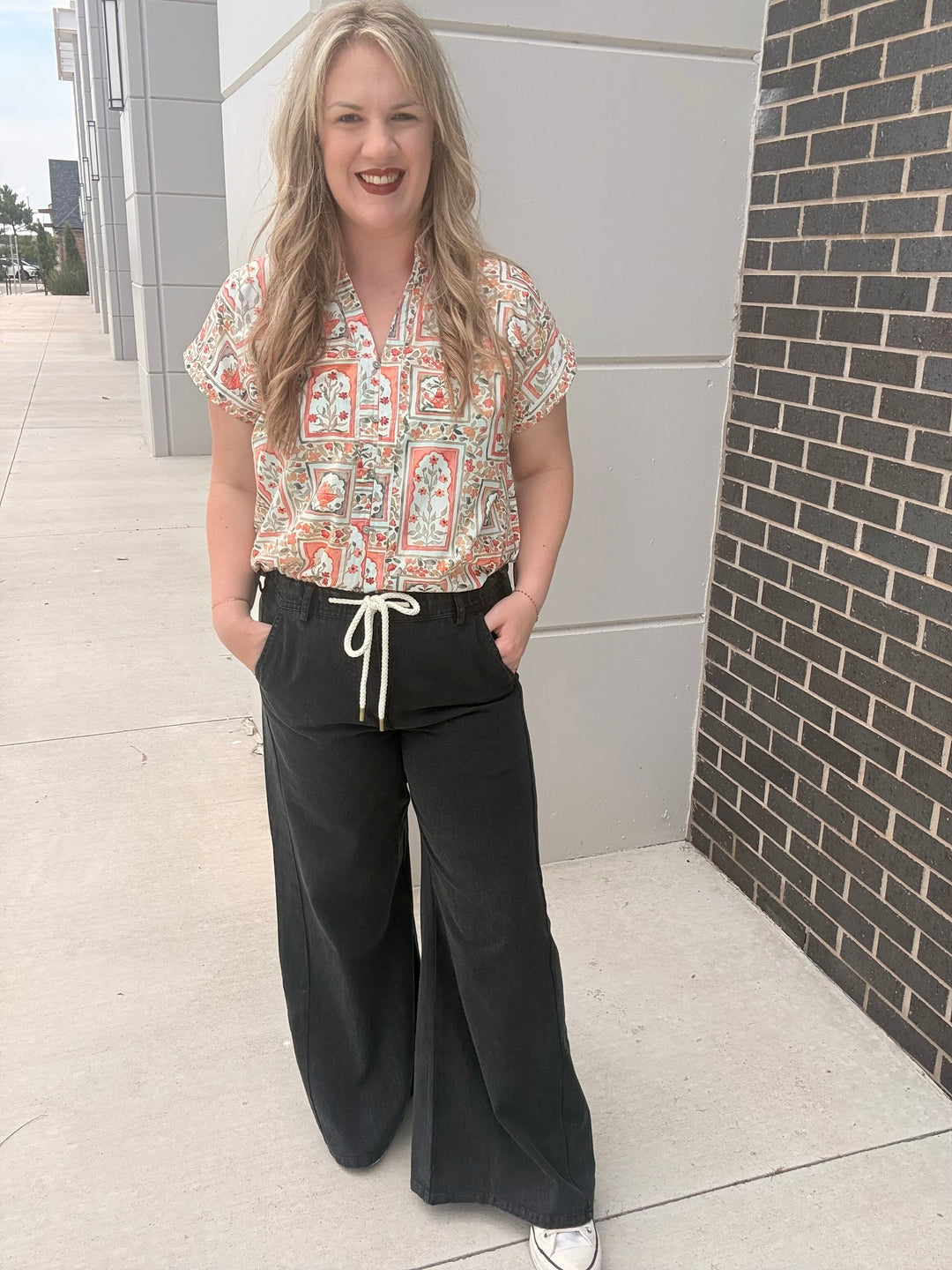Black Washed Mid-Rise Flare Knit Pants