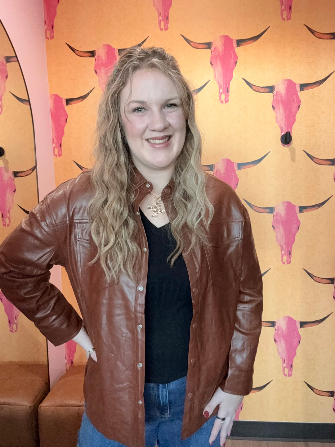 Brown Leather Shacket