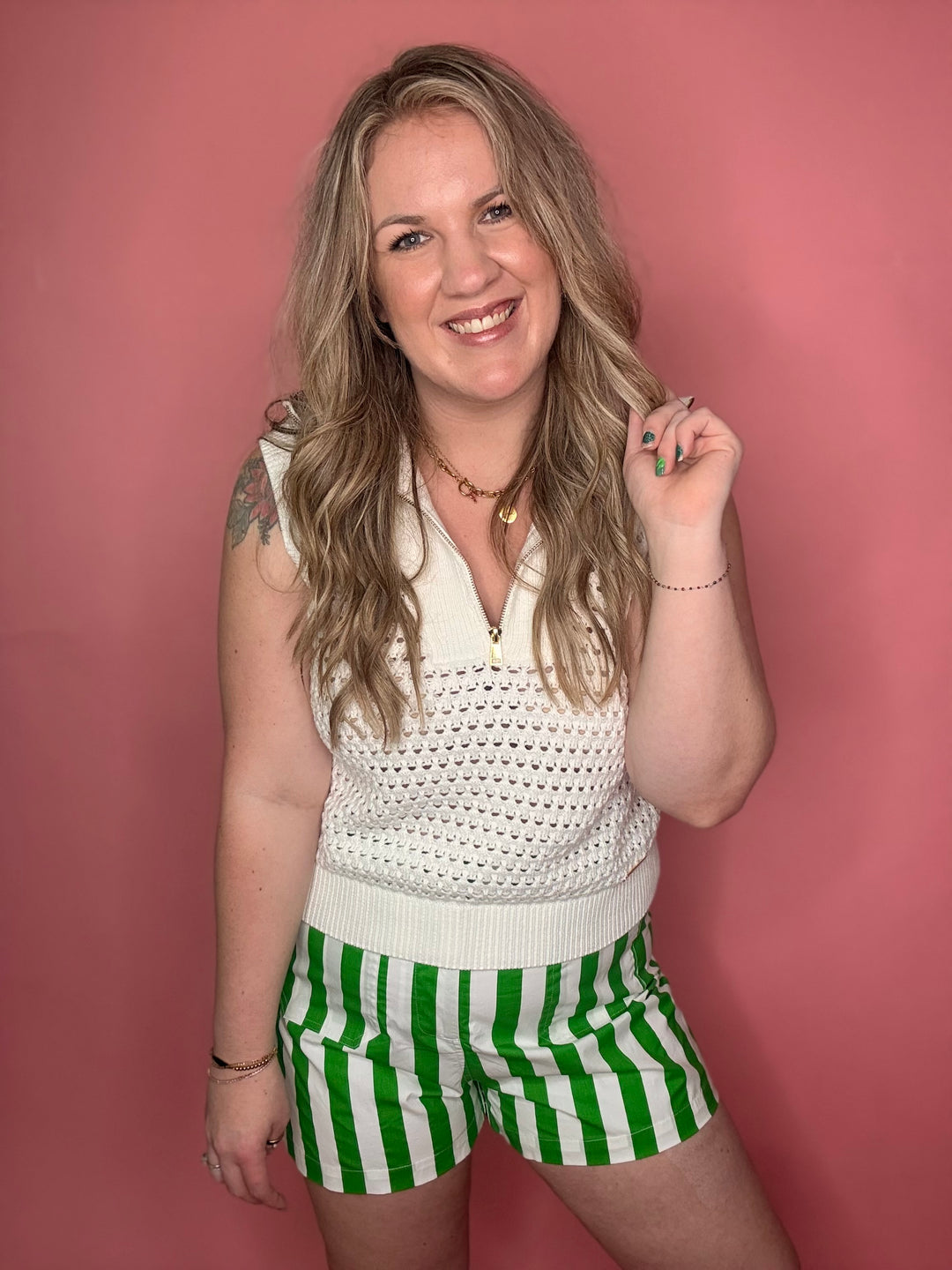 Green Stripe Shorts