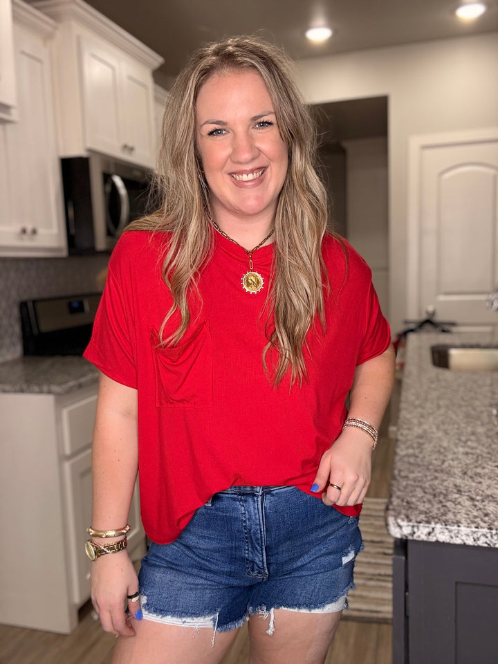 Oversized Ribbed Round Neck Tee (2 Colors)