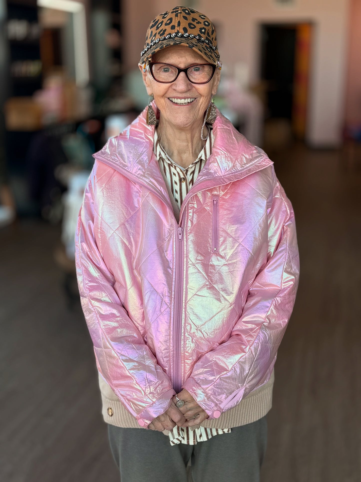 Iridescent Pink Puffer Jacket