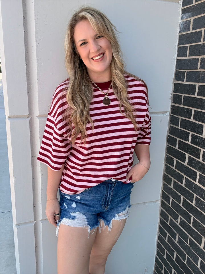 The Chelsea Stripe: Burgundy/Pink