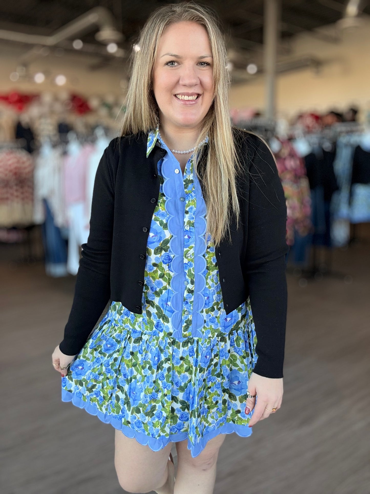 Blue/Green Floral Mini Dress