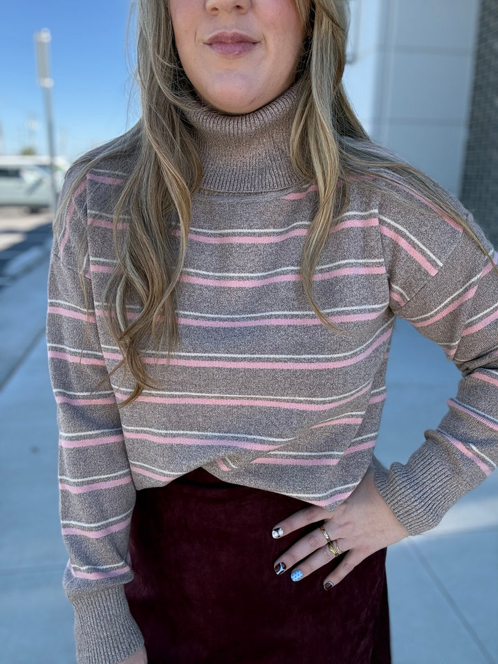 Pink Mocha Stripe Sweater