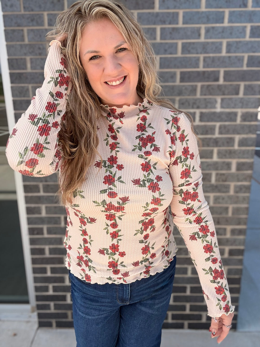 Floral Ribbed Knit Top
