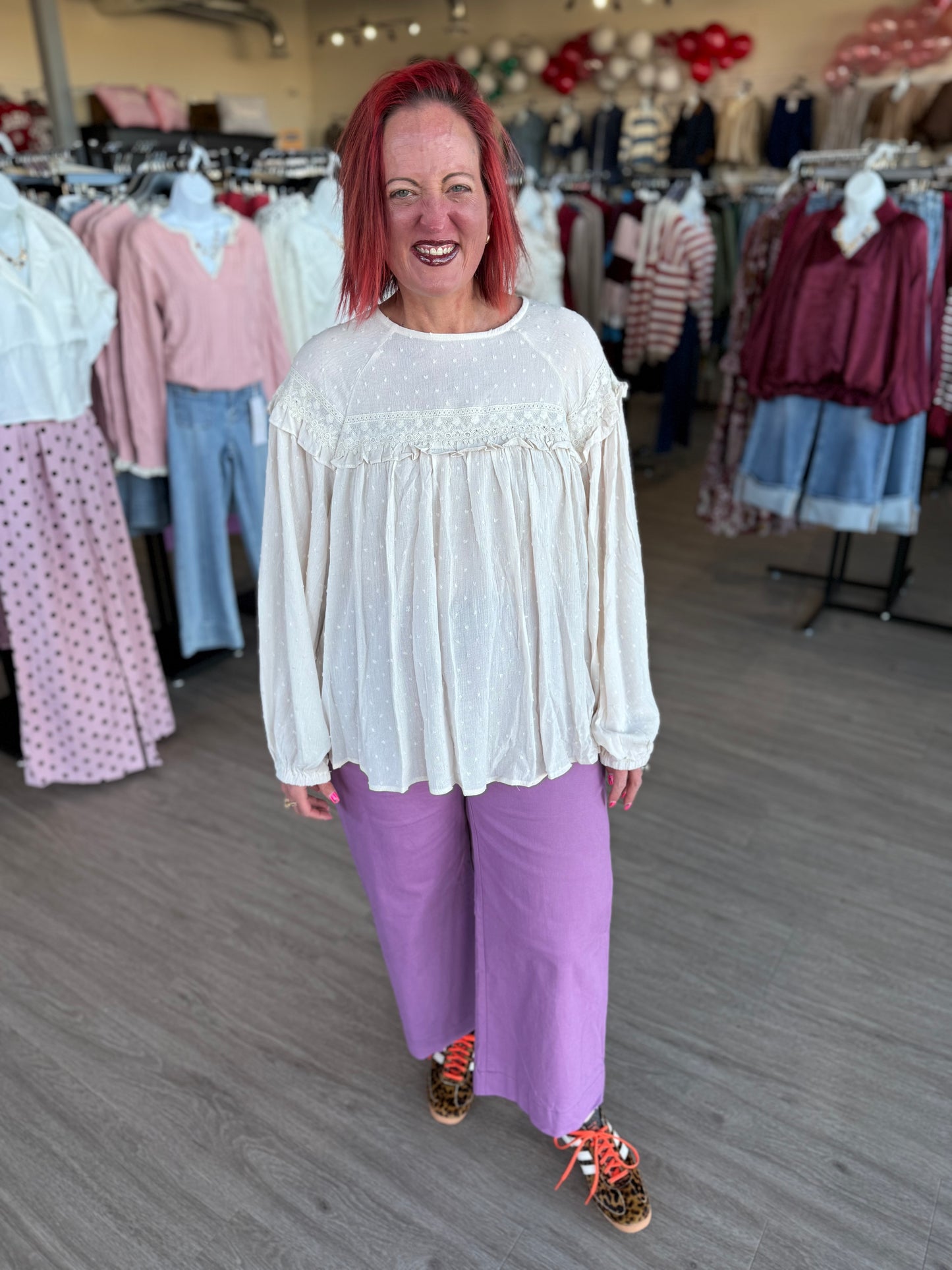 Lace-Up Back Detail Blouse