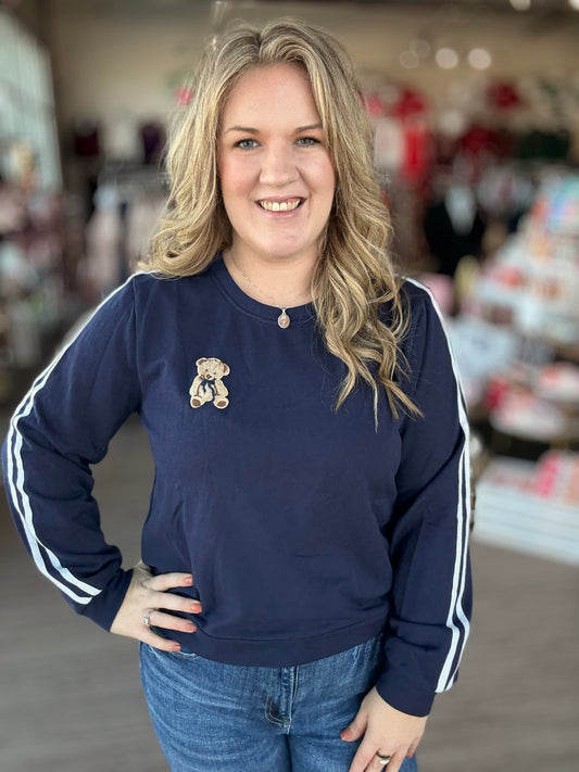 Navy Stripe Teddy Sweater