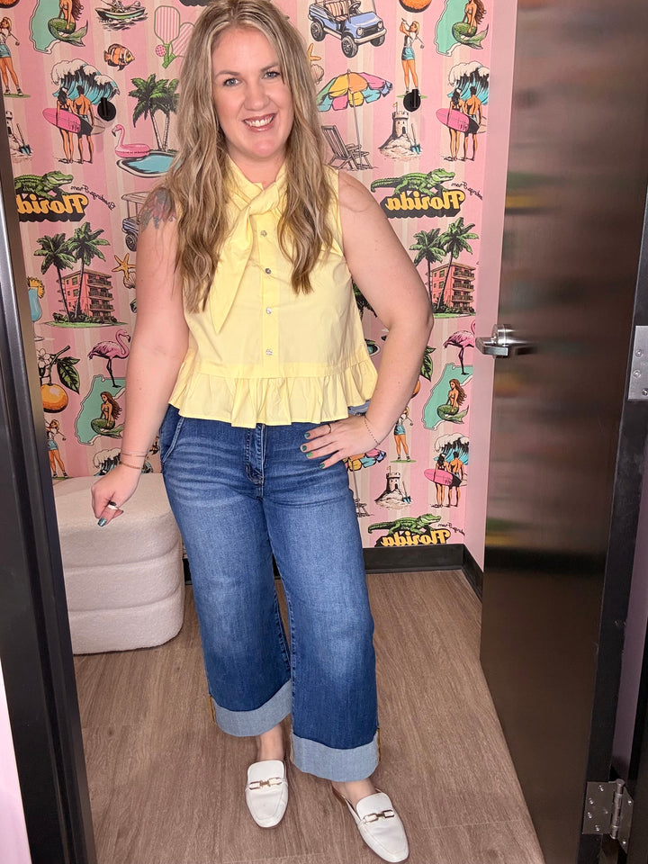 Banana Tie Neck Sleeveless Top