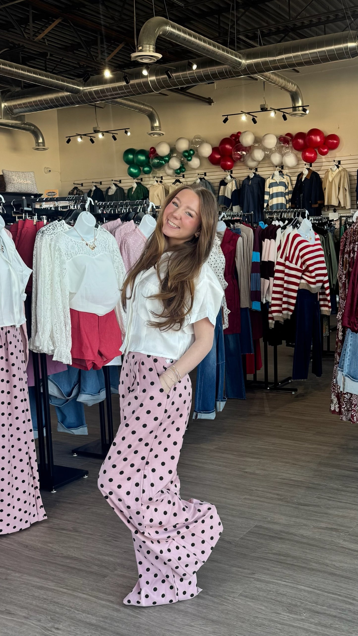 Blush Pleated High-Waisted Wide Pants