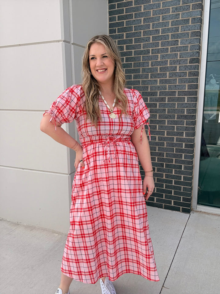 Pink/Navy Plaid Dress