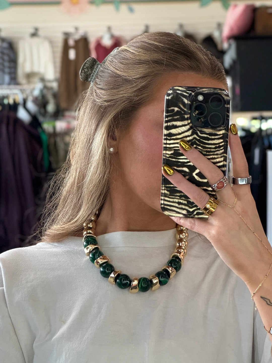 Emerald Marble Beaded Necklace