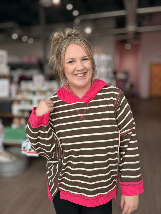 Brown Stripe w/Hot Pink Accents