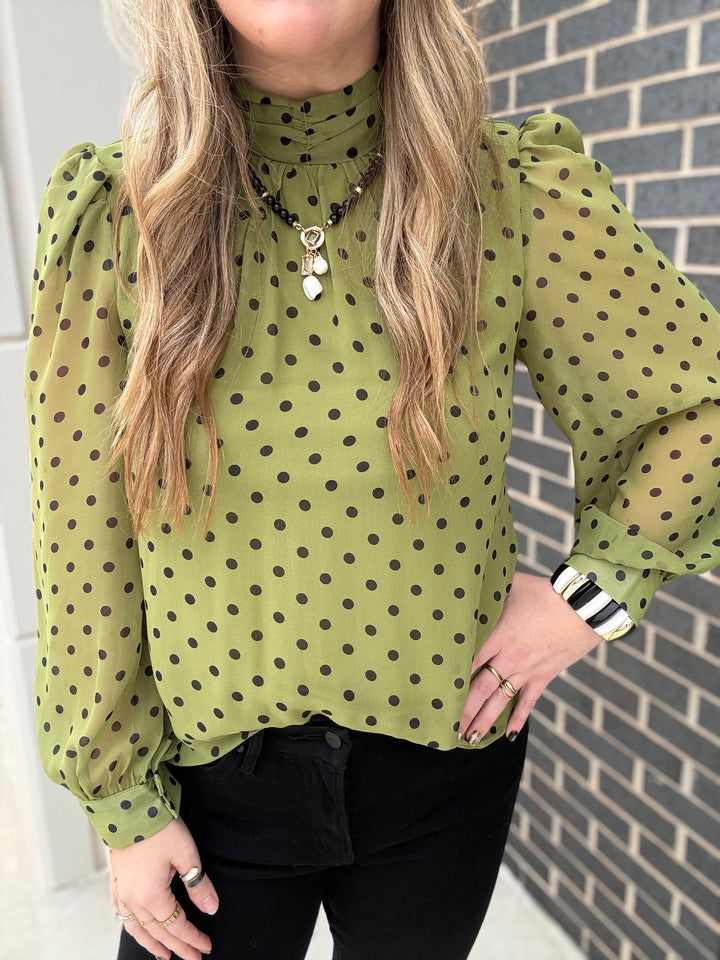 Olive You In Dots Blouse