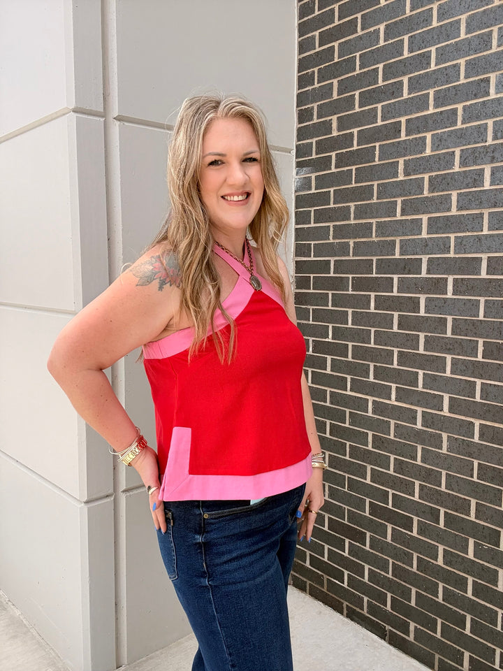 Pink/Red Halter Top