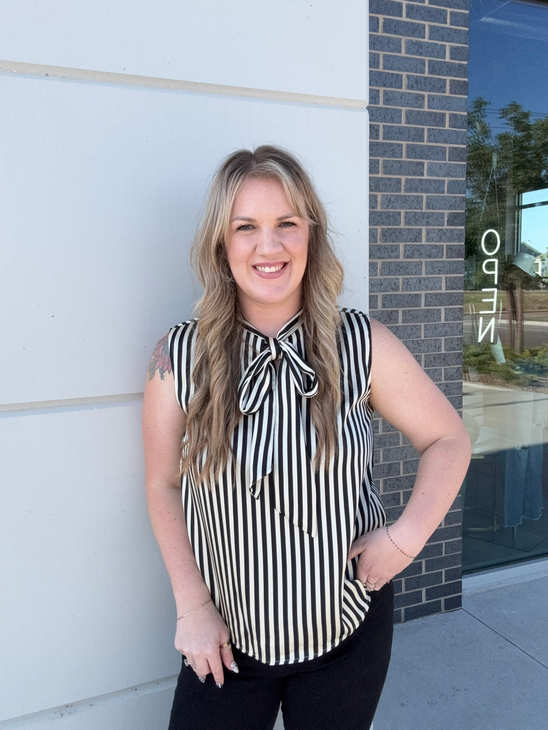 Black &amp; White Affair Tie Top