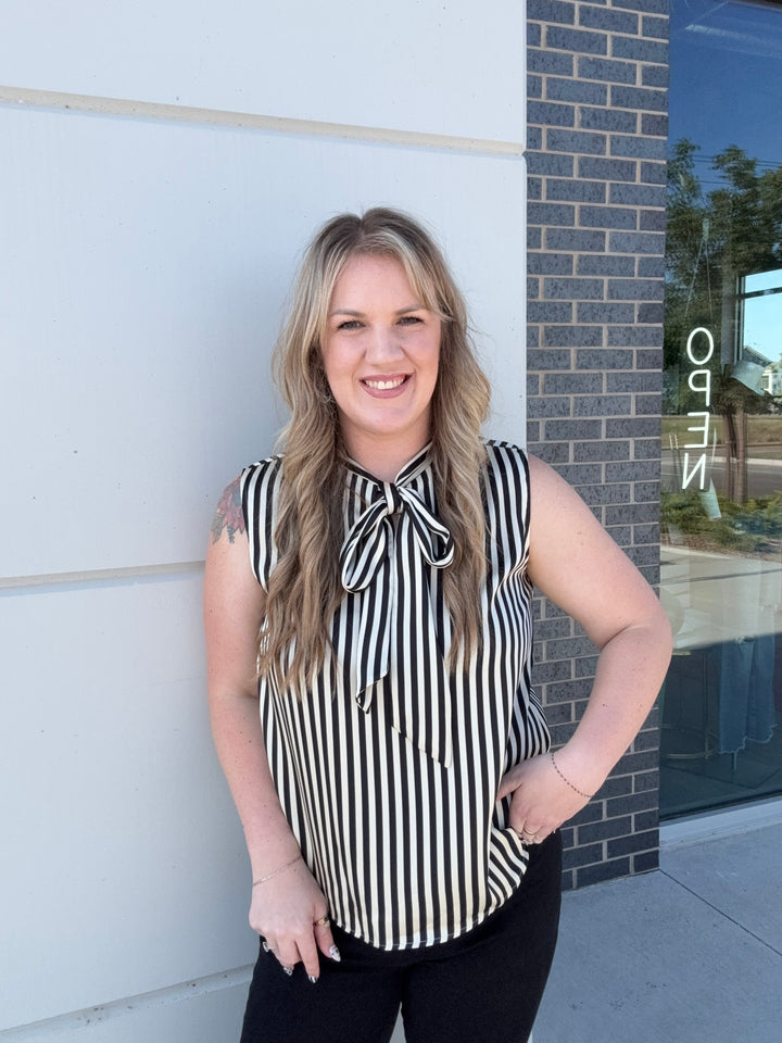 Black &amp; White Affair Tie Top