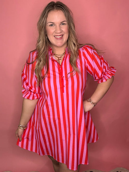 Pink/Red Stripe Dress