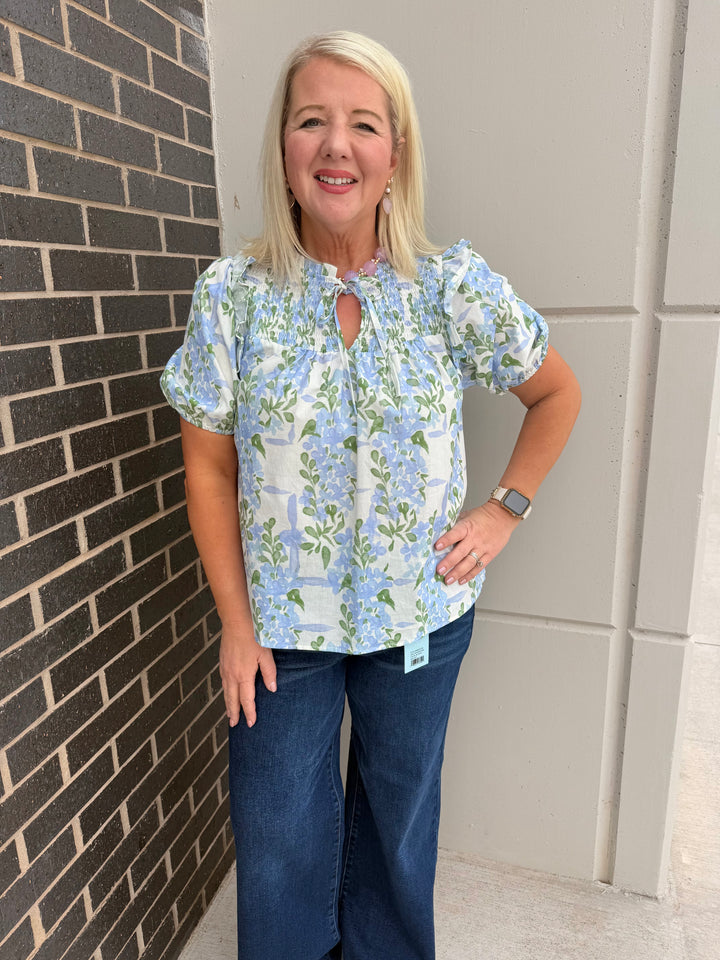 Blue Floral Cottage Blouse