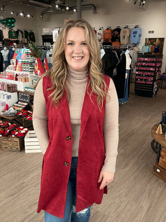 Black Friday- Red Belted Long Vest