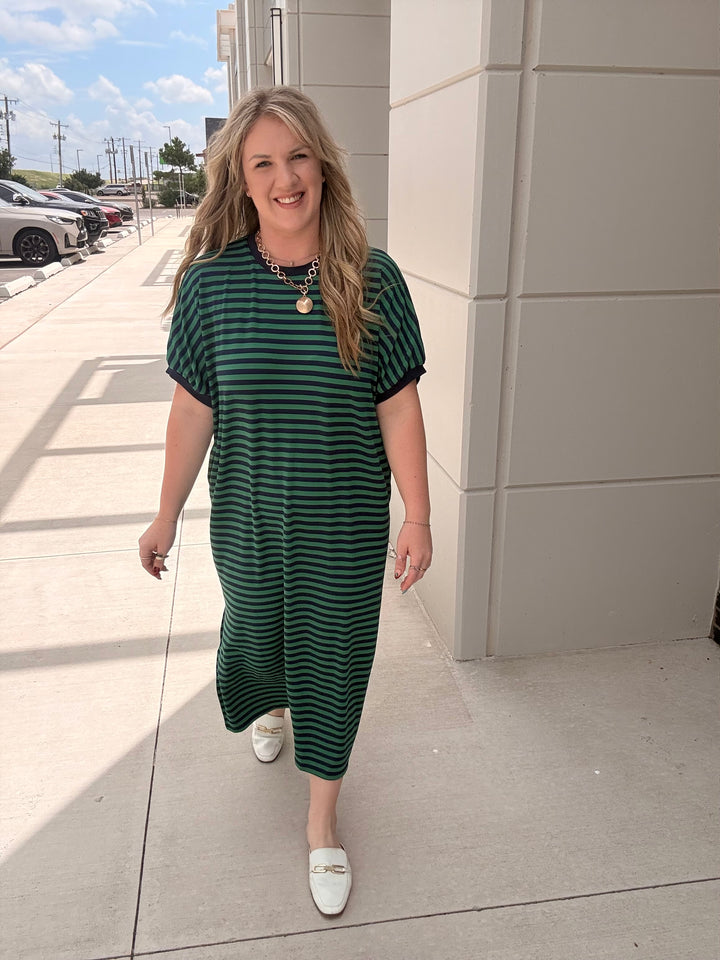Nautical Striped Midi Dress