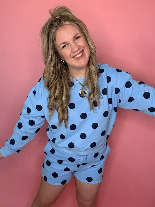 Sky Blue Polka Dot Sweatshorts