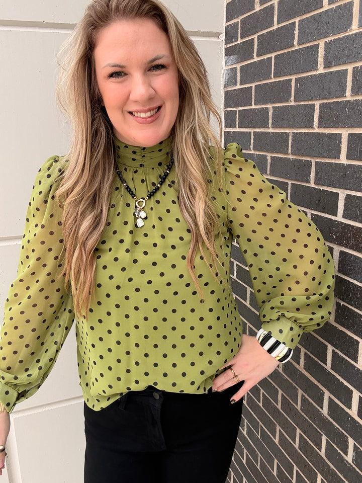 Olive You In Dots Blouse