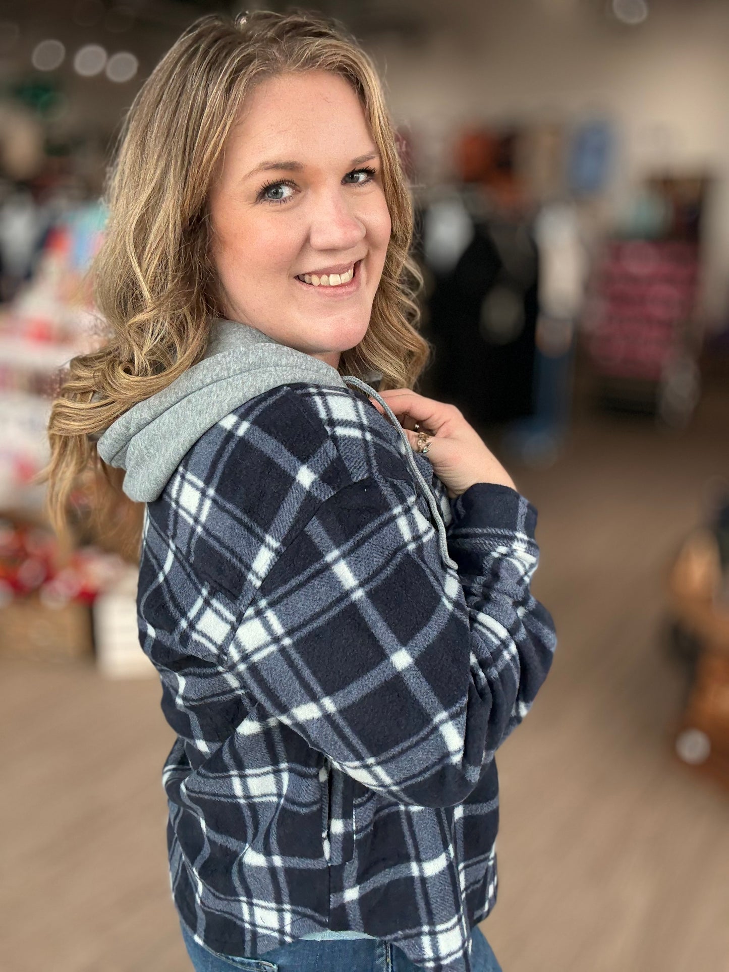 Black Friday- Navy Blue Plaid Shacket