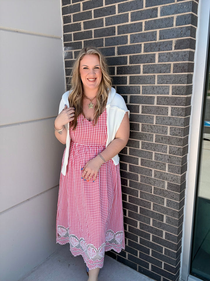 Red Gingham Maxi Dress