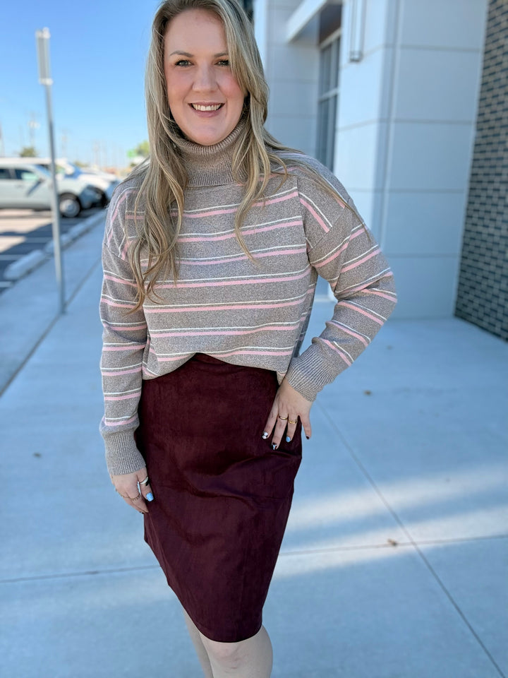 Pink Mocha Stripe Sweater