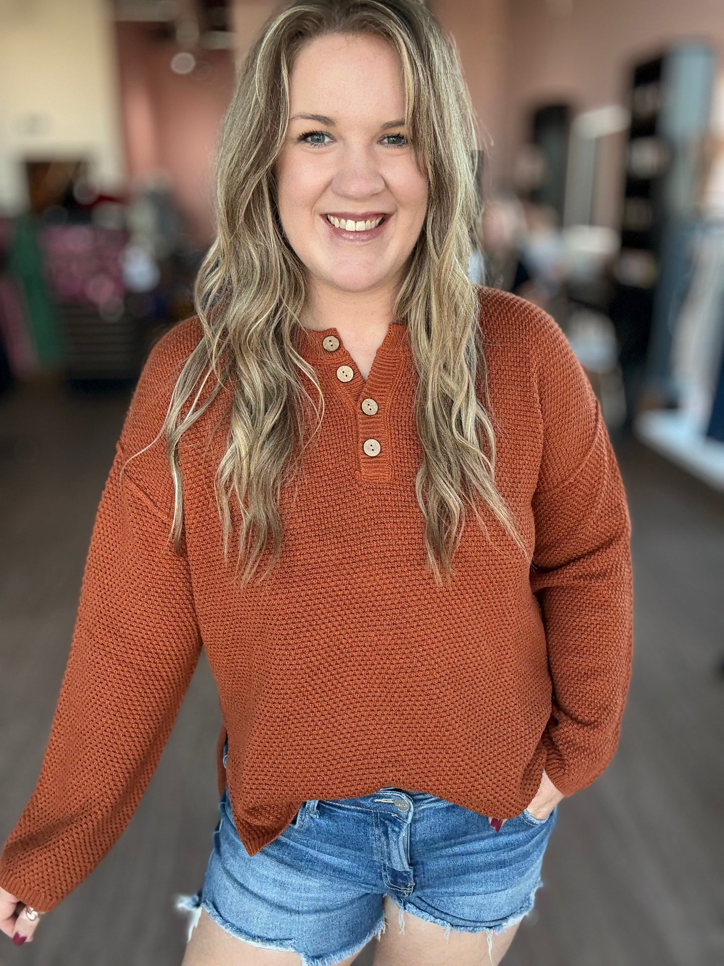 Rust Chunky Knit Sweater