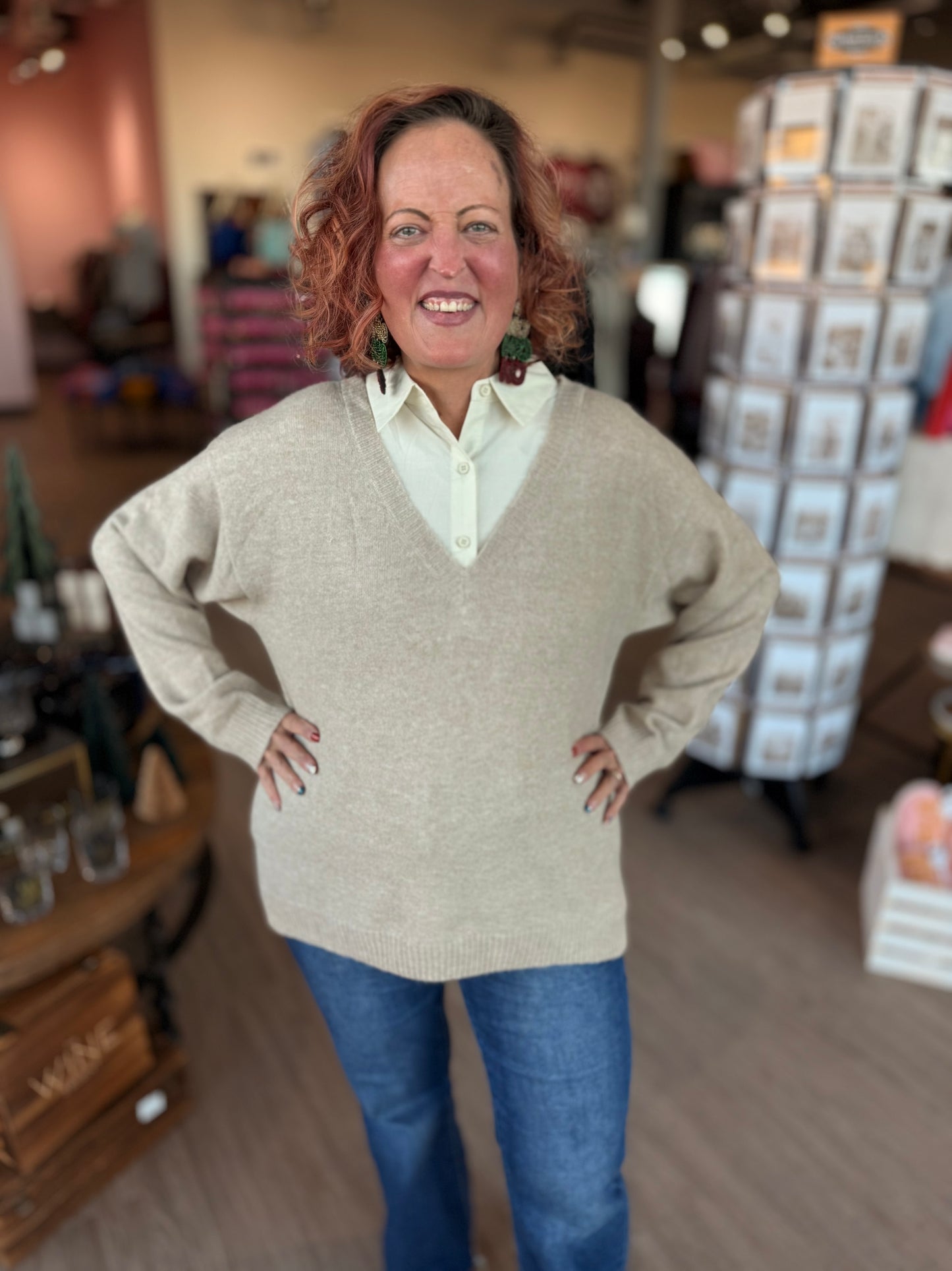 Oatmeal Sweater with Collar