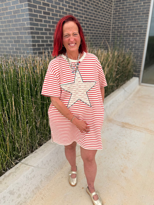 Star Red Stripe Dress