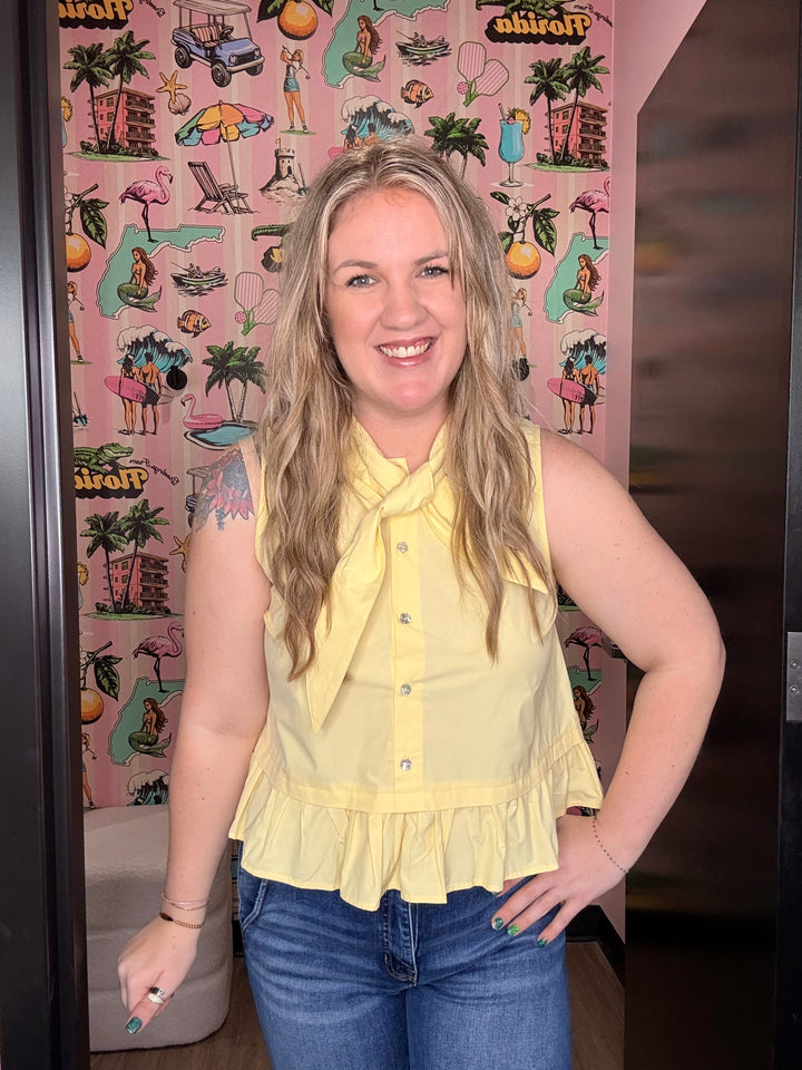 Banana Tie Neck Sleeveless Top