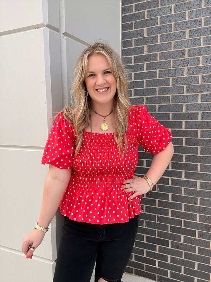 Minnie Polka Dots Peplum Blouse