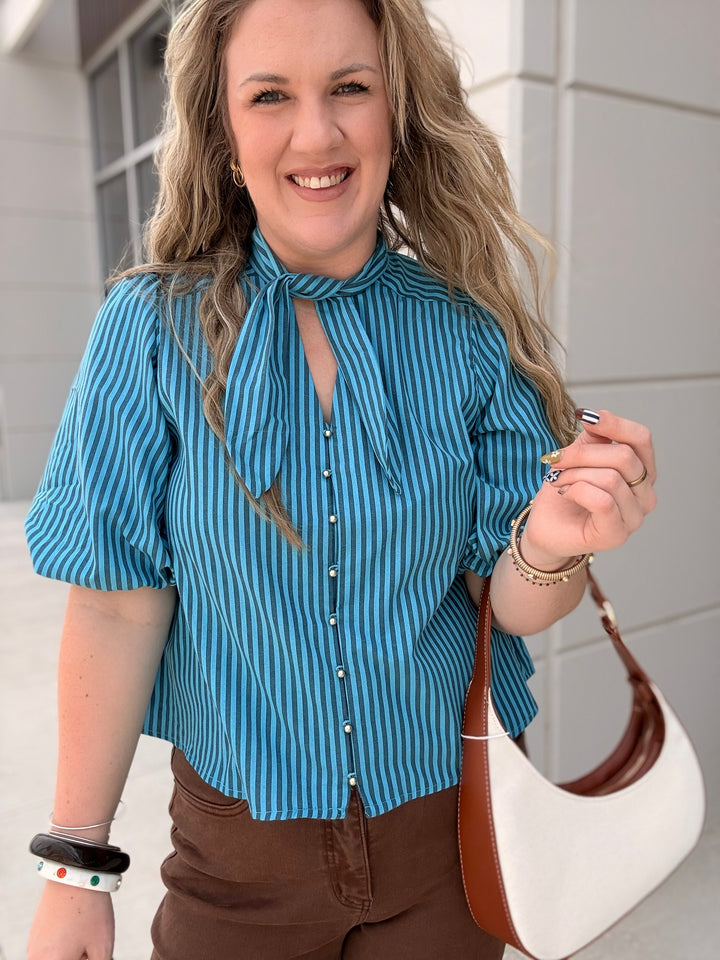 Blue Hour Tie Blouse