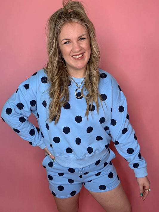 Sky Blue Polka Dot Sweatshirt