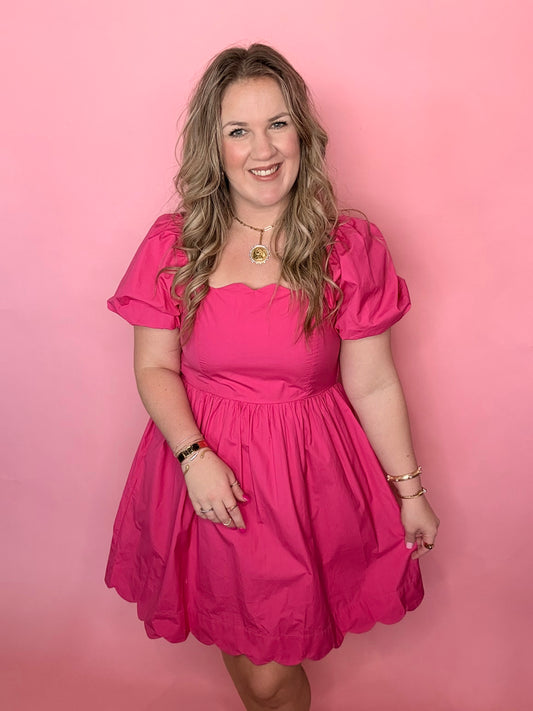 Barbie Pink Scallop Hem Dress