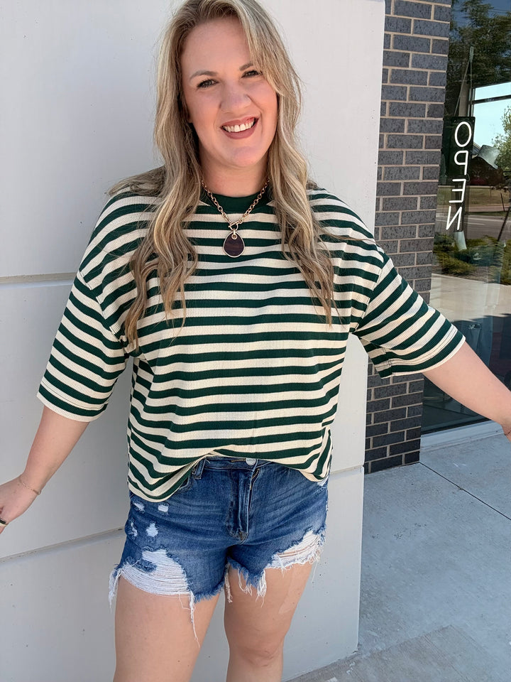 The Chelsea Stripe: Green/Cream