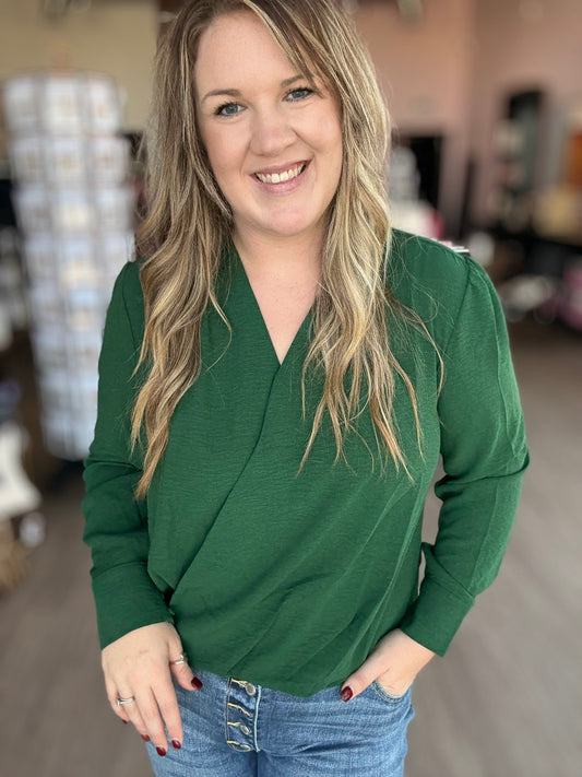 Emerald Surplice Top