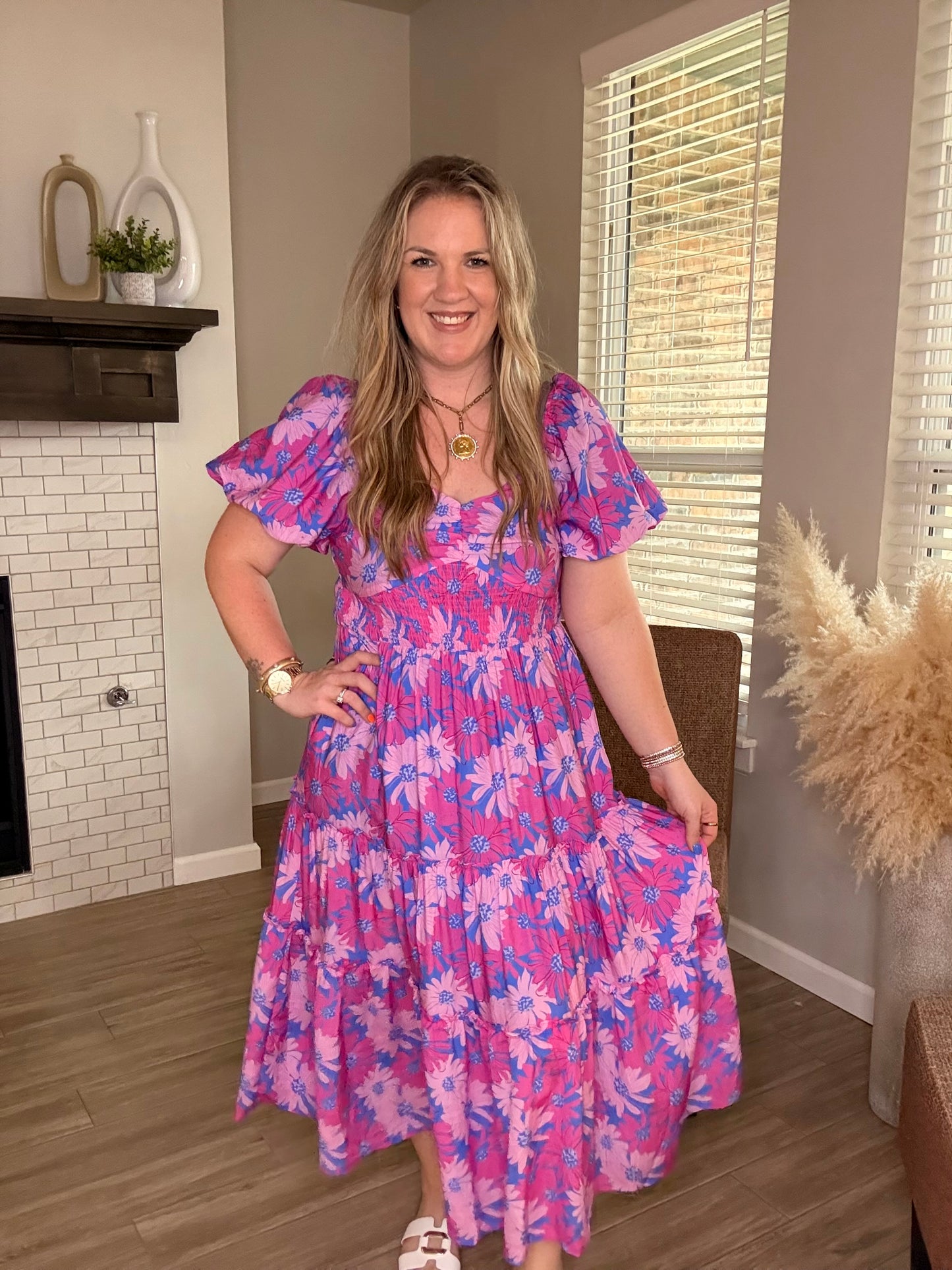 Cotton Candy Floral Midi Dress