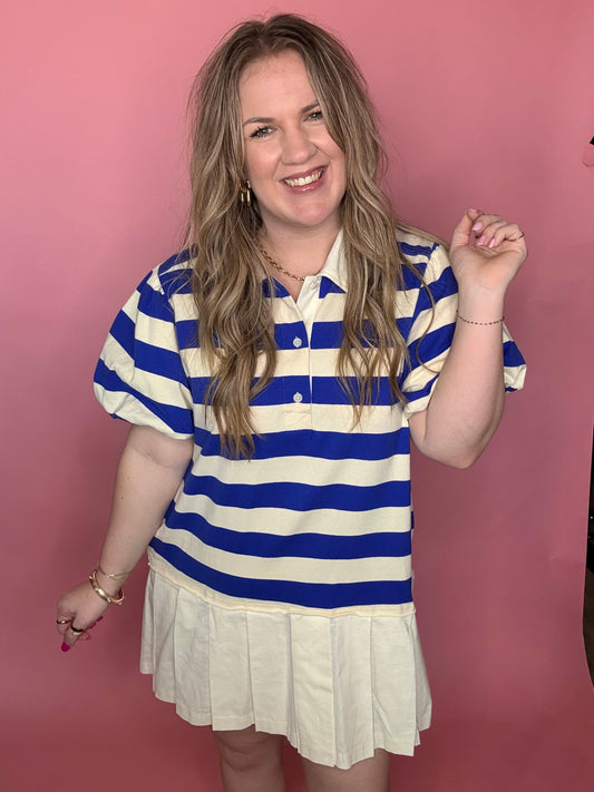 Blue Rugby Stripe Dress